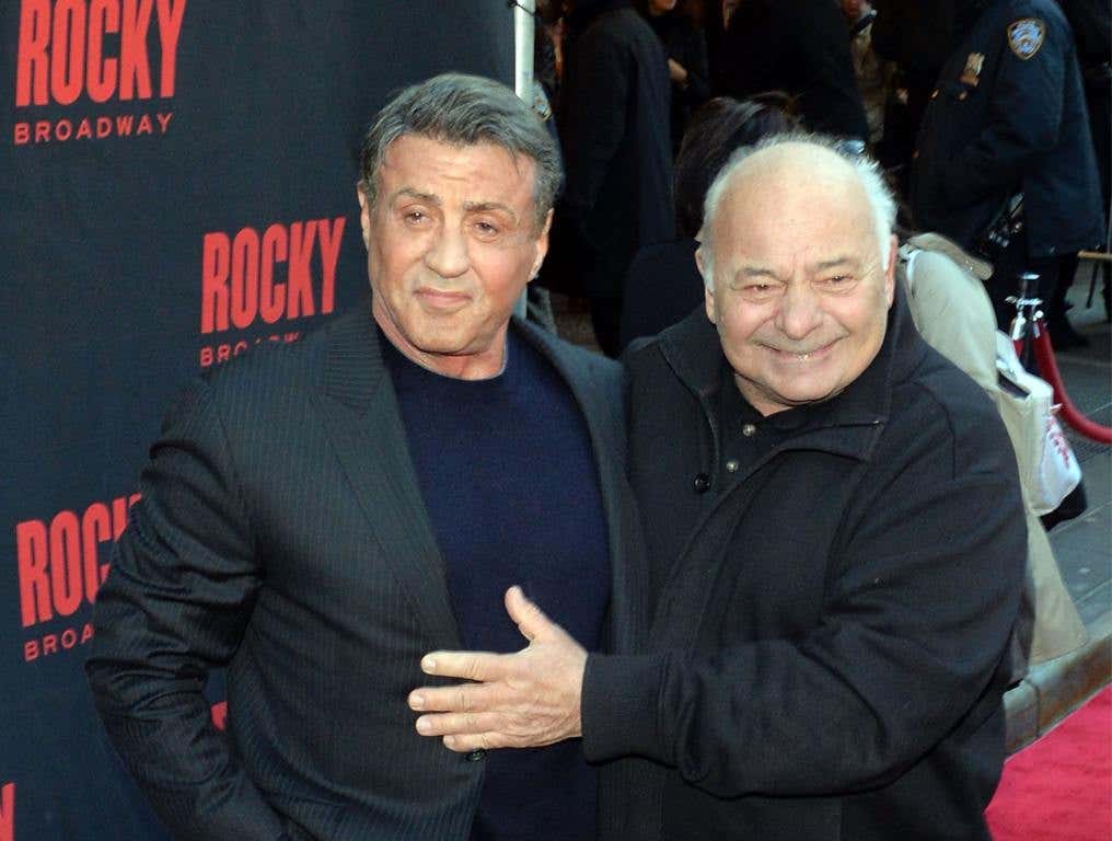 Sylvester Stallone and Burt Young attend the "Rocky" Broadway opening night at the Winter Garden Theatre on March 13, 2014 in New York City.