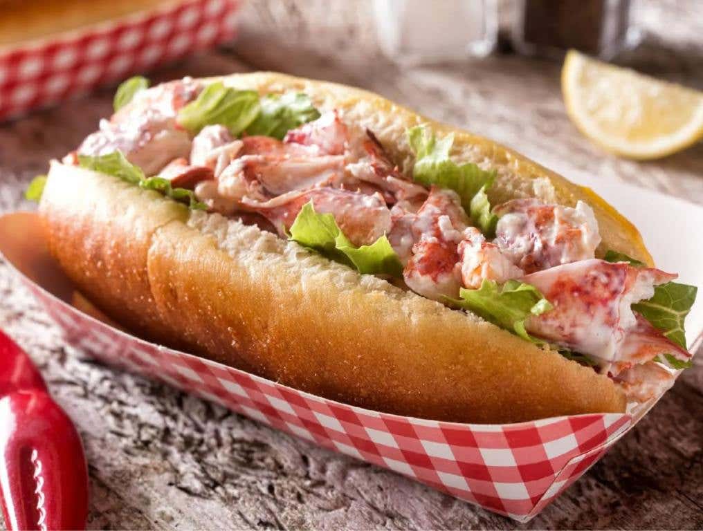 lobster roll in red and white container cheap lobster rolls in las vegas