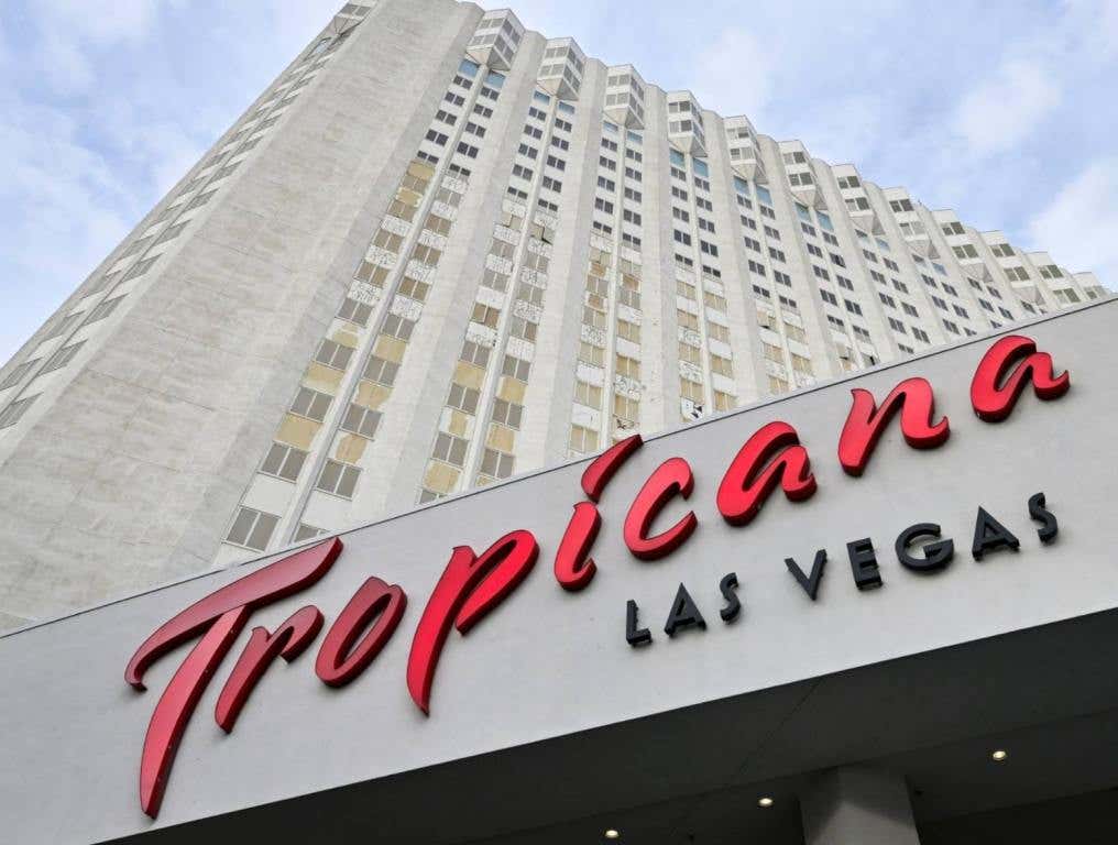 Tropicana's outside sign. Tropicana Las Vegas Implosion