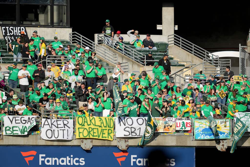 Oakland A's fans at the Oakland Coliseum. A's Owner Admits He Failed Oakland Fans As Team Preps Move To Las Vegas