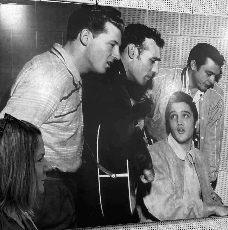 Photo of the Million Dollar Quartet at Sun Studio.